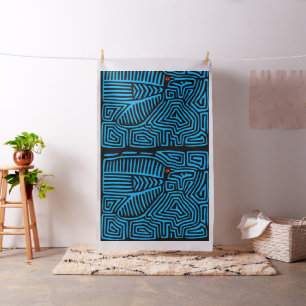 Kuna Indian Blue Bird Mola Design Fabric