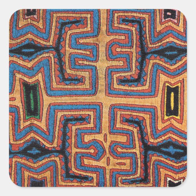 Kuna Indian Canoe Spirits Square Sticker (Front)