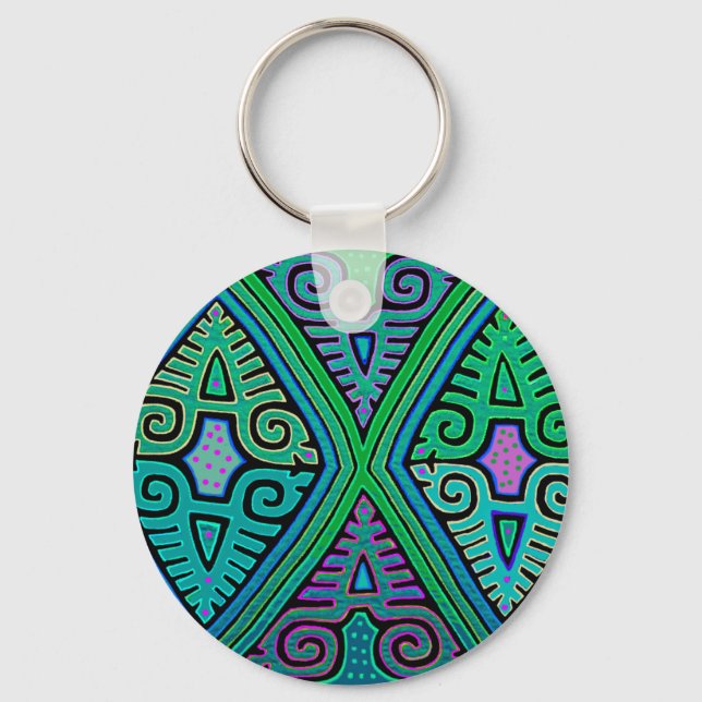 Kuna Indian Diamond Mola Key Ring (Front)