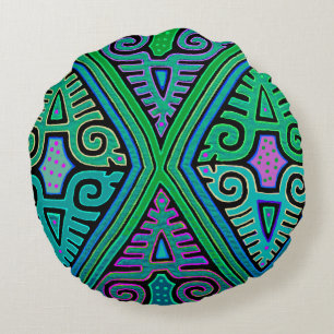 Kuna Indian Diamond Mola Round Cushion