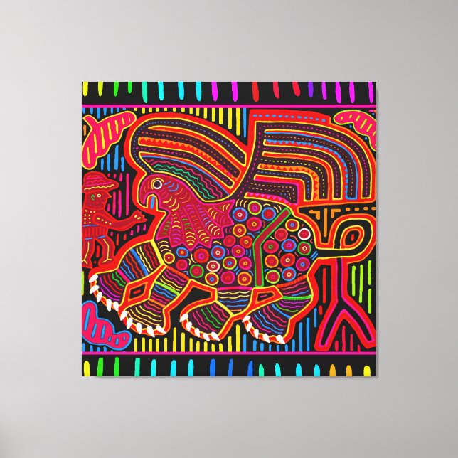 Kuna Indian Friendly Dragon Mola Canvas Print (Front)