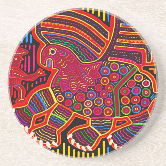 Kuna Indian Friendly Dragon Mola Coaster (Front)