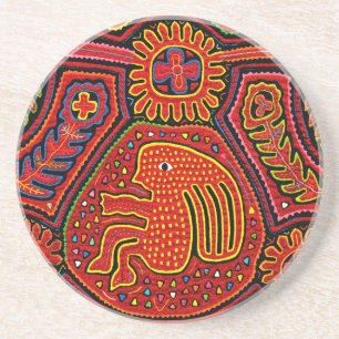 Kuna Indian Girl on a Bicycle Coaster