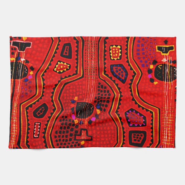 Kuna Indian Guitars Tea Towel (Horizontal)