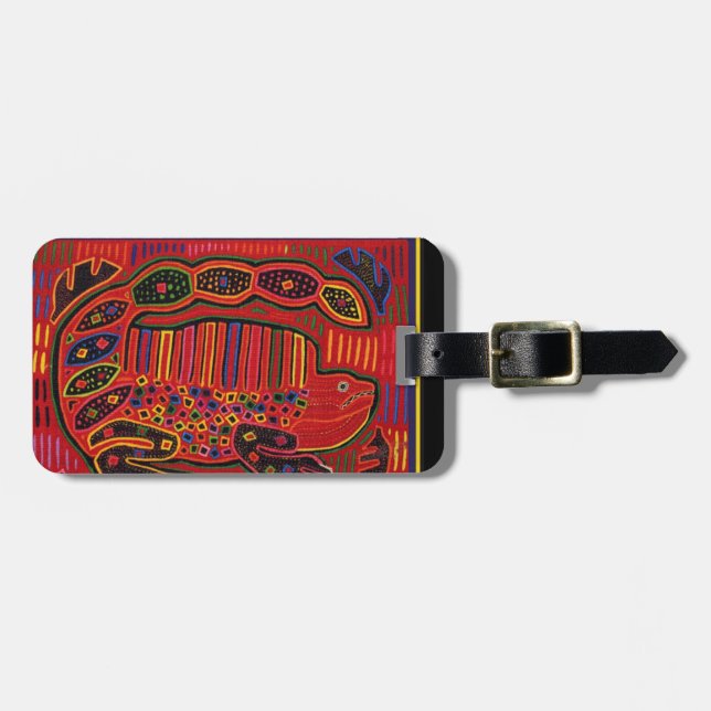 Kuna Indian Iguana Mola Luggage Tag (Front Horizontal)