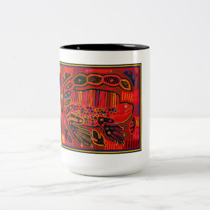 Kuna Indian Iguana Mola Two-Tone Coffee Mug