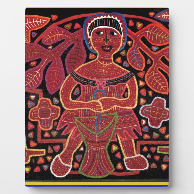 Kuna Indian in Cooking Hut - Tribal Plaque (Front)