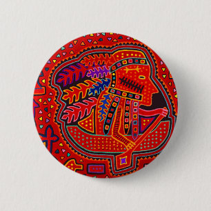 Kuna Indian Man in Canoe 6 Cm Round Badge