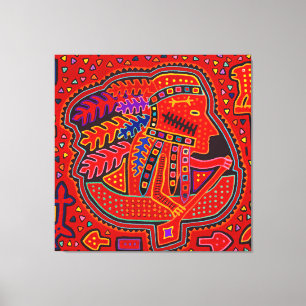 Kuna Indian Man in Canoe Canvas Print