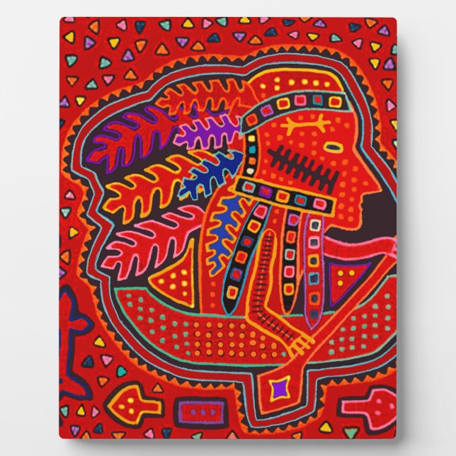 Kuna Indian Man in Canoe Plaque (Front)