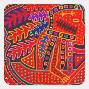 Kuna Indian Man in Canoe Square Sticker
