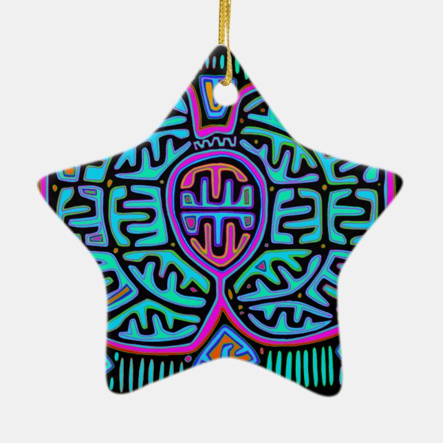 Kuna Indian Mariposa Ceramic Tree Decoration (Back)