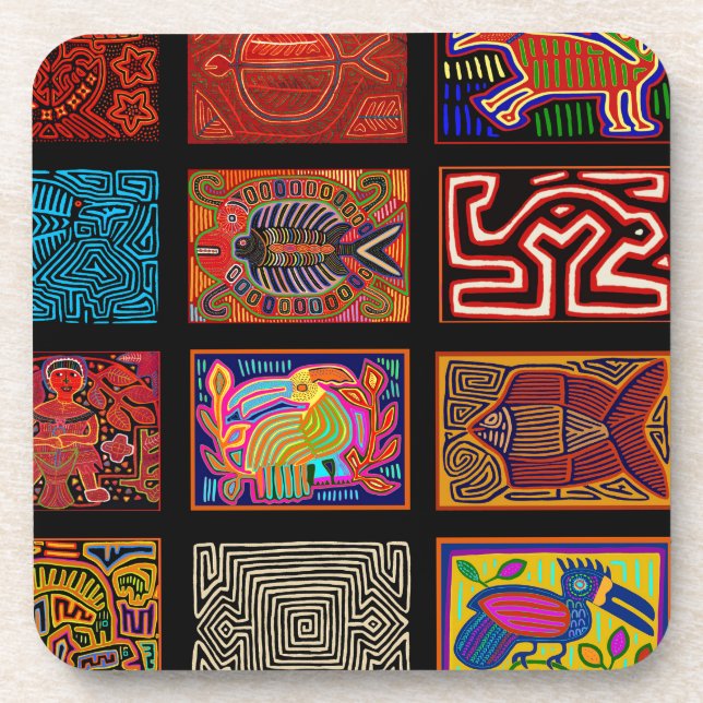 Kuna Indian Mola Collage Coaster (Front)
