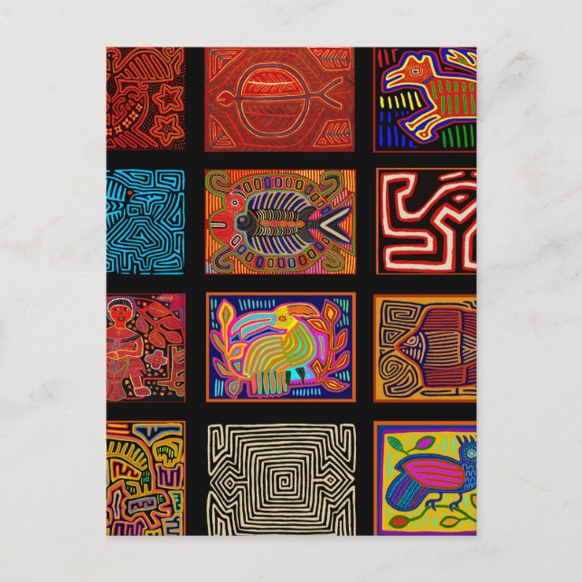 Kuna Indian Mola Collage Postcard (Front)