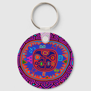 Kuna Indian Mola Compass Key Ring
