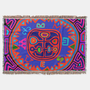 Kuna Indian Mola Compass Throw Blanket