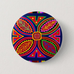 Kuna Indian Mola Flora 6 Cm Round Badge