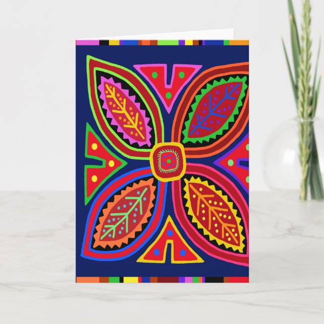 Kuna Indian Mola Flora Card (Front)