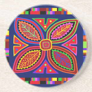 Kuna Indian Mola Flora Coaster