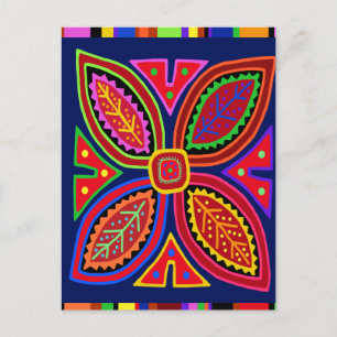 Kuna Indian Mola Flora Postcard