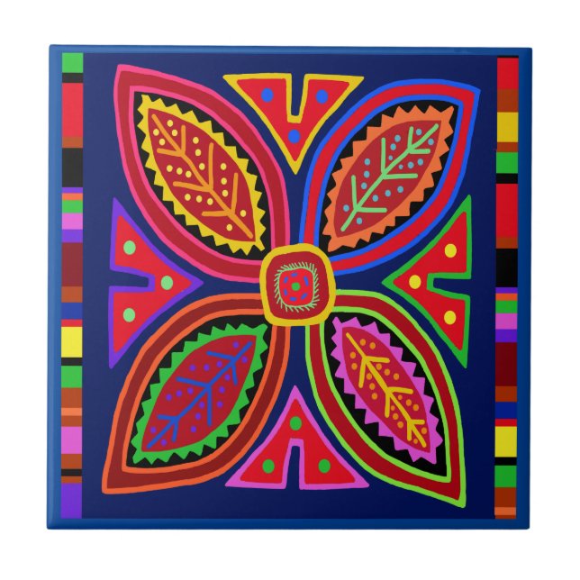 Kuna Indian Mola Flower Tile (Front)