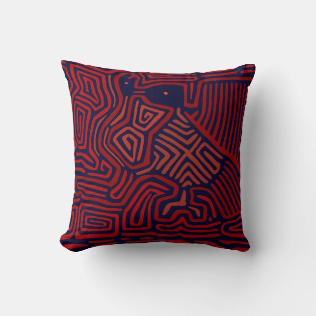 Kuna Indian Mola Folk Art - Throw Pillow (Front)