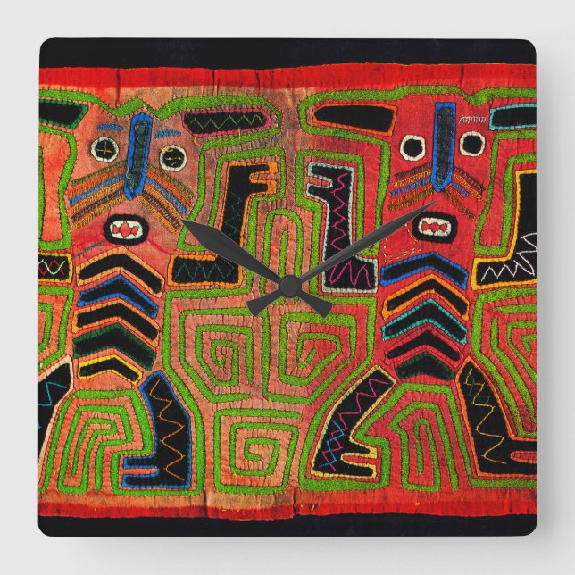 Kuna Indian Mola Inspired Design Wall Clock (Front)