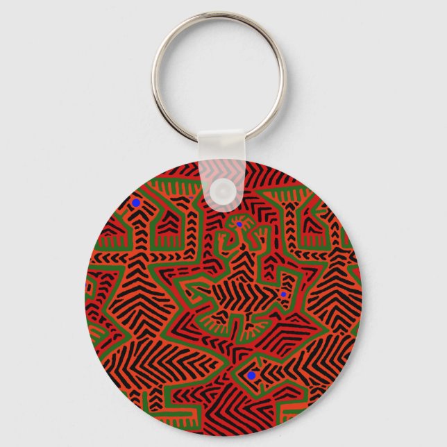 Kuna Indian Mola Spirits Key Ring (Front)
