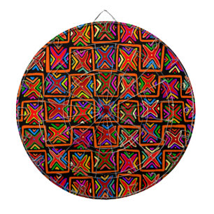 Kuna Indian Mola Tribal Checks - Red Dartboard