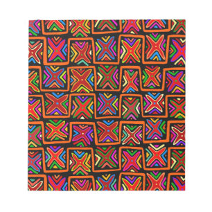 Kuna Indian Mola Tribal Checks - Red Notepad