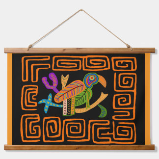 Kuna Indian Mola Tropical Parrot Hanging Tapestry