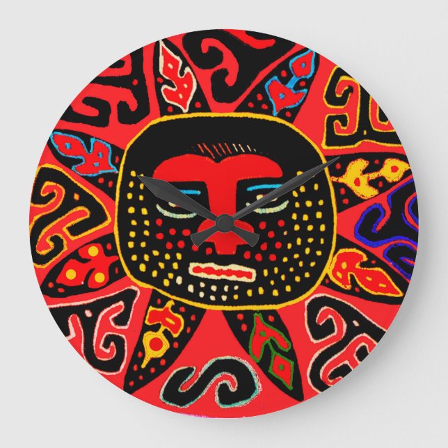 Kuna Indian Round Wall Clock - Del Sol Wall Clock (Front)