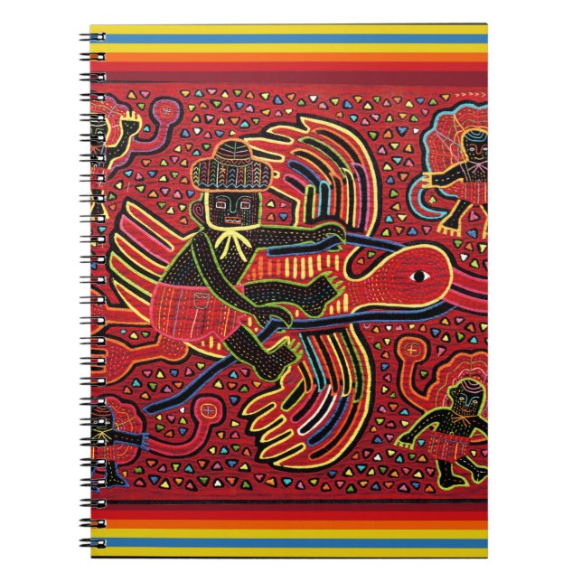 Kuna Indian Stork Bringing Baby Design Notebook (Front)