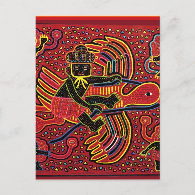 Kuna Indian Stork Bringing Baby Design Postcard (Front)