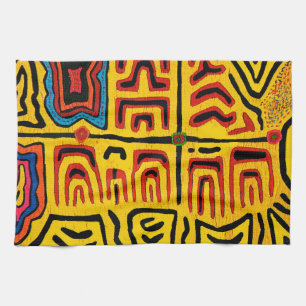 Kuna Indian Tribal Walking Turtle Tea Towel
