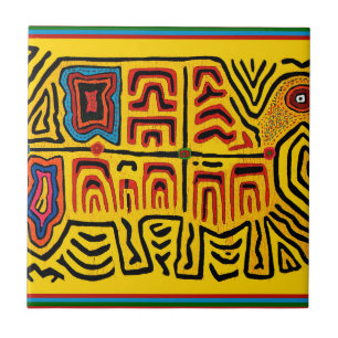 Kuna Indian Tribal Walking Turtle Tile