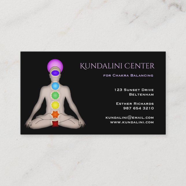 Kundalini Centre for Chakra Balancing Business Card (Front)