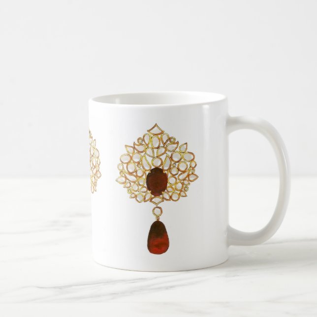Kundan & ruby brooch coffee mug (Right)