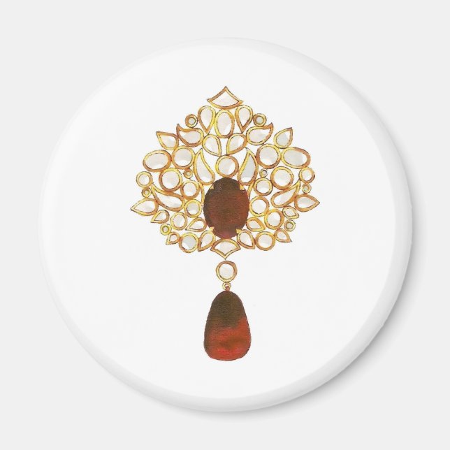 Kundan & ruby brooch magnet (Front)