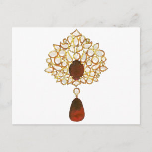 Kundan & ruby brooch postcard