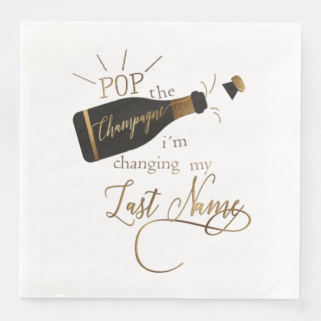 Kundenspezifisch "Pop the champagne" Hochzeit Napkin (Front)