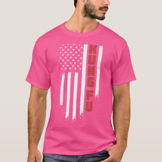 Kung Fu American Usa Flag Kung Fu Martial Art T-Shirt