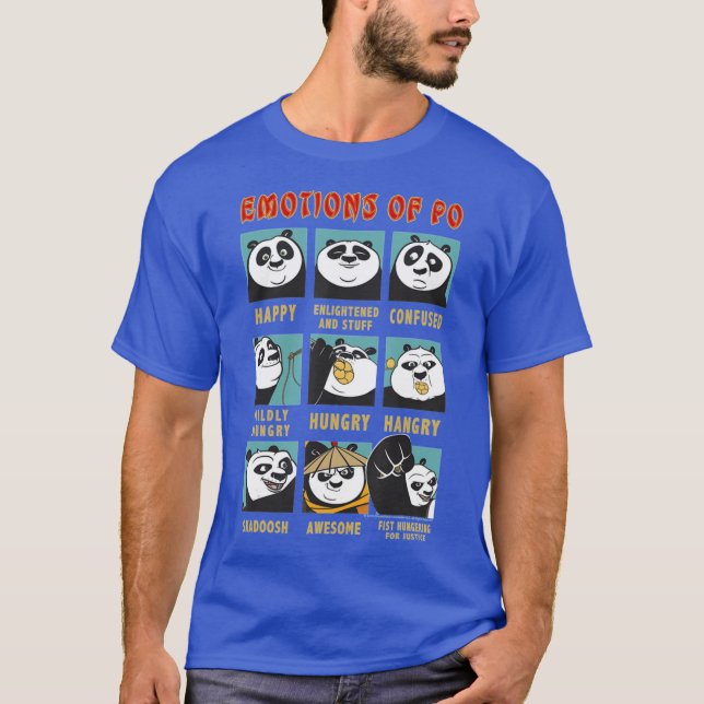 Kung Fu Bear Emotions Of Po Portrait Grid gift fun T-Shirt (Front)