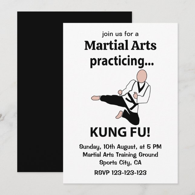 Kung Fu Black Belt Martial Arts Invitation (Front/Back)