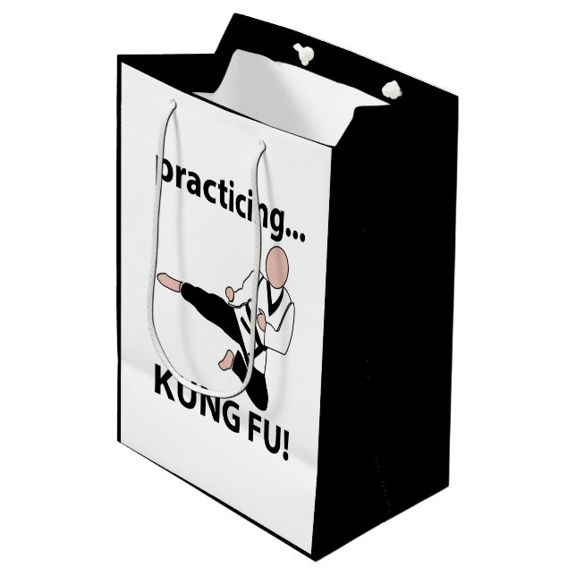 Kung Fu Black Belt Martial Arts Medium Gift Bag (Front Angled)