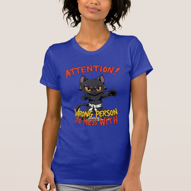 Kung Fu Black Cat Funny Quote T-Shirt (Front)