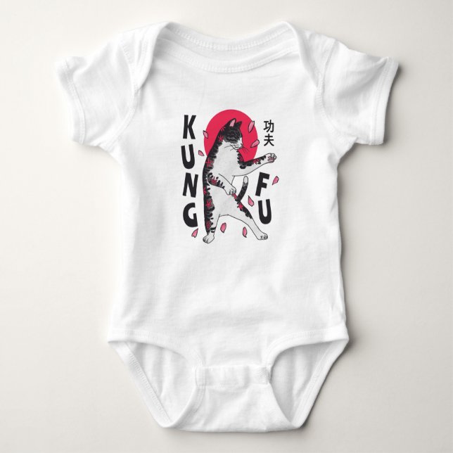 Kung Fu Cat Baby Bodysuit (Front)