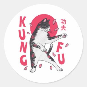 Kung Fu Cat Classic Round Sticker