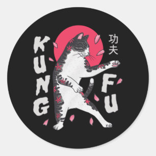 Kung Fu Cat Classic Round Sticker