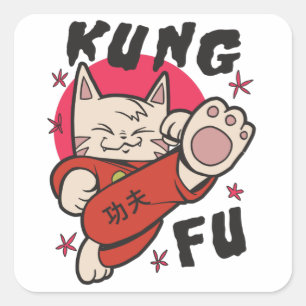 Kung Fu Cat Square Sticker